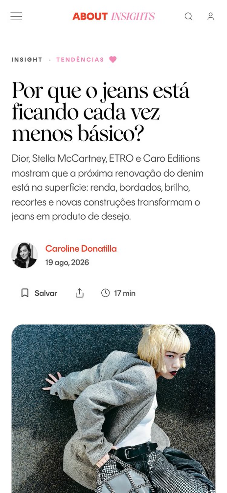 Prévia de um Insight na plataforma